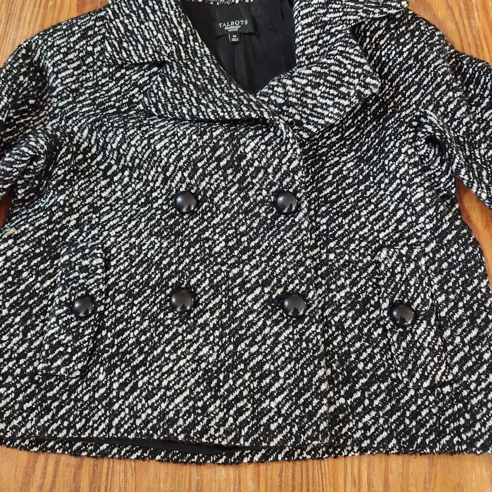 Talbots Double Breasted Cropped Wool Alpaca Blend Double Breasted Pea‎ Coat 6P
